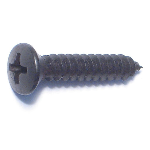 #10 x 1" Black Steel Phillips Oval Head Sheet Metal Screws