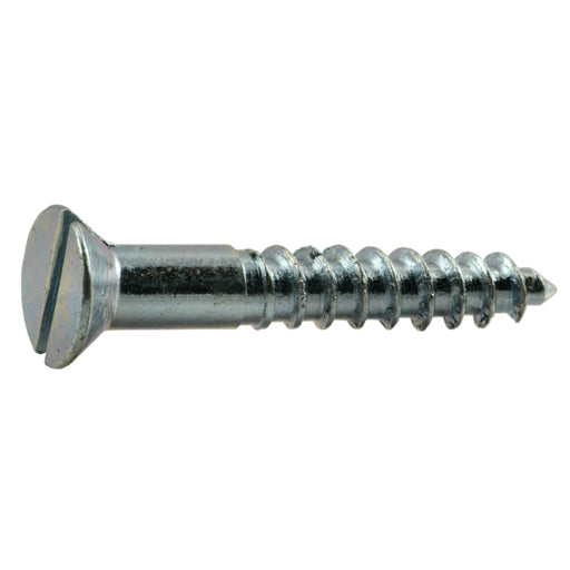 #10 x 1-1/4" Zinc Plated Steel Slotted Flat Head Wood Screws