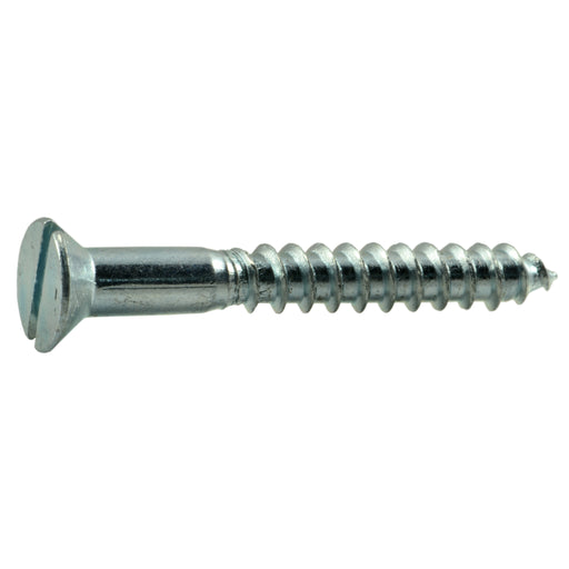 #10 x 1-1/2" Zinc Plated Steel Slotted Flat Head Wood Screws