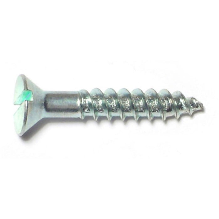 #8 x 1" Zinc Plated Steel Slotted Flat Head Wood Screws