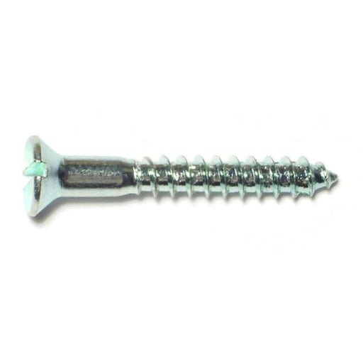 #8 x 1-1/4" Zinc Plated Steel Slotted Flat Head Wood Screws