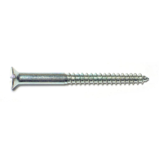 #8 x 2" Zinc Plated Steel Slotted Flat Head Wood Screws