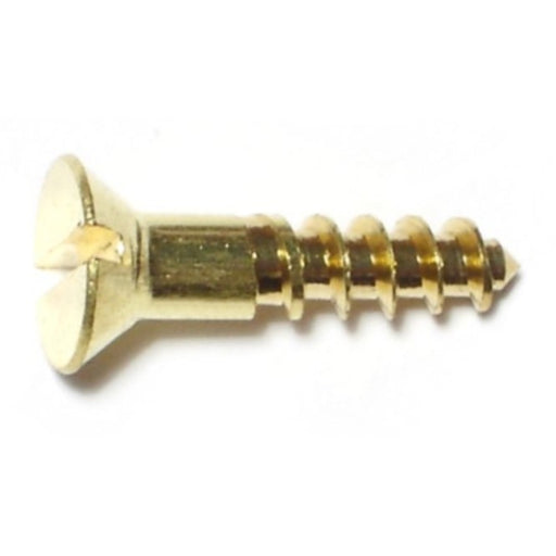 #8 x 7/8" Brass Slotted Flat Head Wood Screws