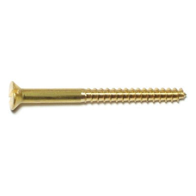 #8 x 2" Brass Slotted Flat Head Wood Screws