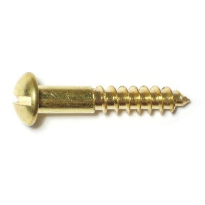 #8 x 1" Brass Slotted Round Head Wood Screws