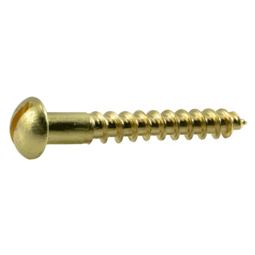 #8 x 1-1/4" Brass Slotted Round Head Wood Screws