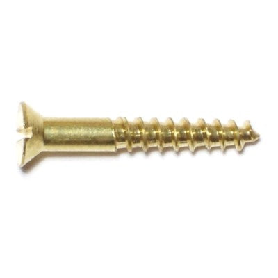 #6 x 1" Brass Slotted Flat Head Wood Screws