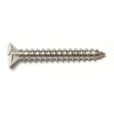 #10 x 1-1/2" 18-8 Stainless Steel Slotted Flat Head Sheet Metal Screws