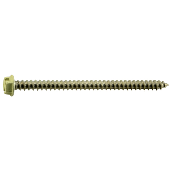 #8 x 2-1/2" Beige Painted 18-8 Stainless Steel Hex Washer Head Sheet Metal Screws