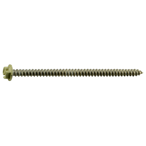 #8 x 3" Beige Painted 18-8 Stainless Steel Hex Washer Head Sheet Metal Screws