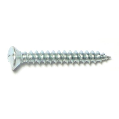 #10 x 1-1/2" Zinc Plated Steel One-Way Slotted Oval Head Sheet Metal Screws