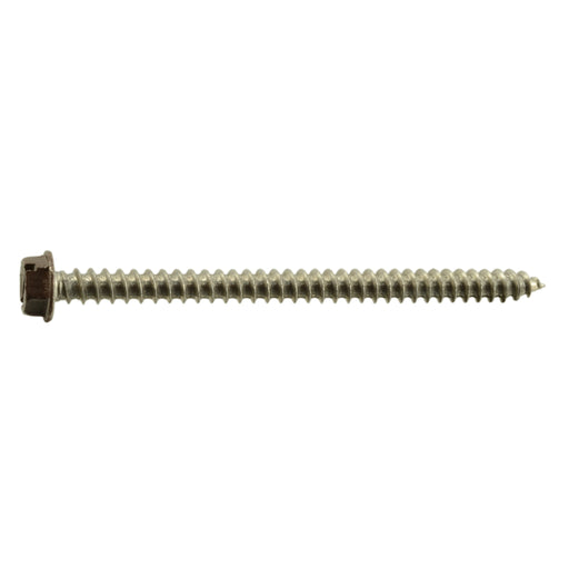 #8 x 2-1/2" Brown Painted 18-8 Stainless Steel Hex Washer Head Sheet Metal Screws