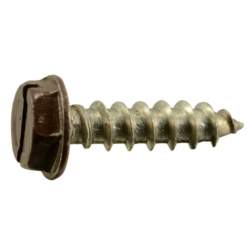 #10 x 3/4" Brown Painted 18-8 Stainless Steel Hex Washer Head Sheet Metal Screws