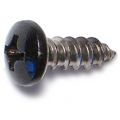 #8 x 1/2" Black Painted 18-8 Stainless Steel Phillips Pan Head Sheet Metal Screws