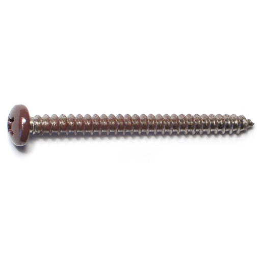 #8 x 2" Brown Painted 18-8 Stainless Steel Phillips Pan Head Sheet Metal Screws