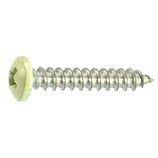 #8 x 1" Beige Painted 18-8 Stainless Steel Phillips Pan Head Sheet Metal Screws