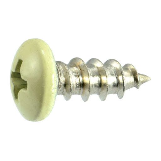 #10 x 1/2" Beige Painted 18-8 Stainless Steel Phillips Pan Head Sheet Metal Screws