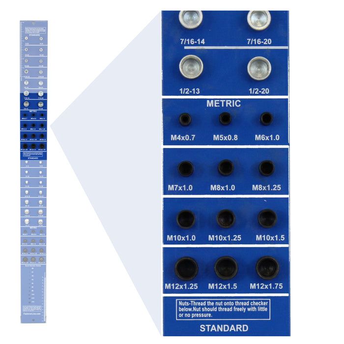 Blue Vertical SAE and Metric Bolt Gauge Thread Checker