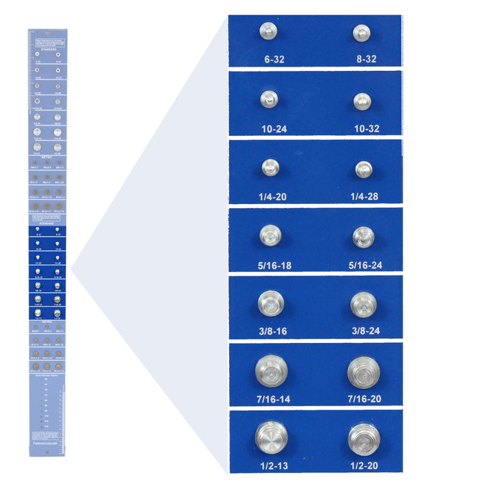 Blue Vertical SAE and Metric Bolt Gauge Thread Checker