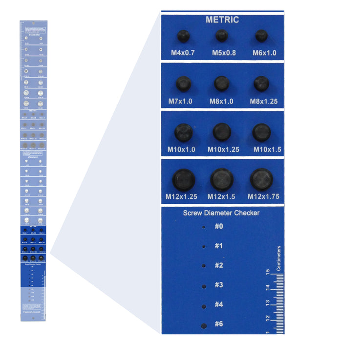 Blue Vertical SAE and Metric Bolt Gauge Thread Checker